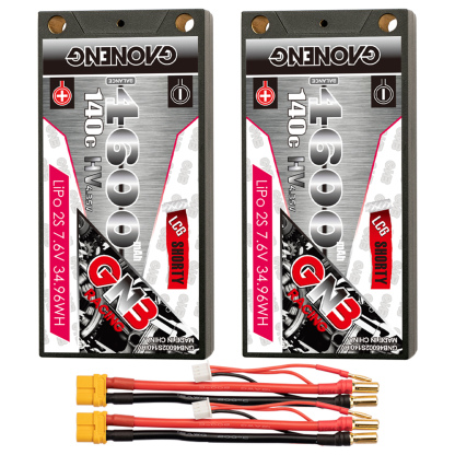 GAONENG GNB LiHV 2S 7.6V 4600mAh 140C LCG Shorty 5mm Bullet Hard Case LiPo Battery (ROAR Approved)