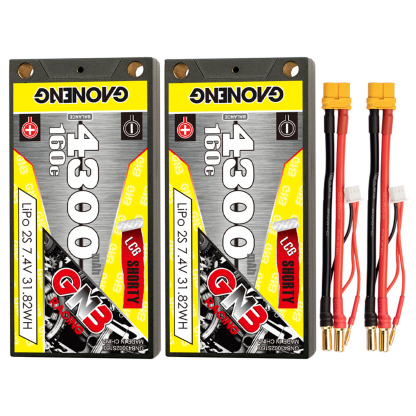 GAONENG GNB 2S 7.4V 4300mAh 160C LCG Shorty 5mm Bullet Hard Case LiPo Battery