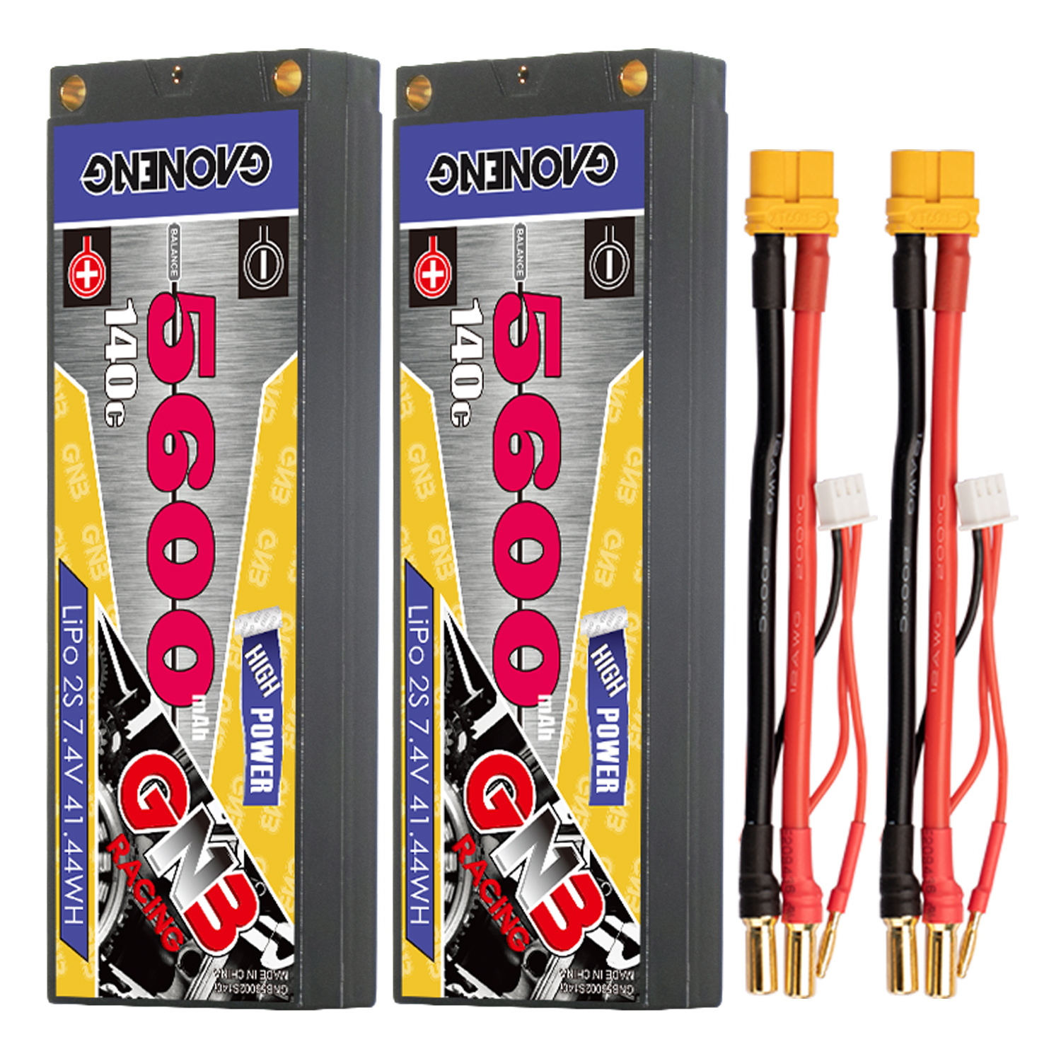 GAONENG GNB 2S 7.4V 5600mAh 140C LCG 5mm Bullet Hard Case LiPo Battery