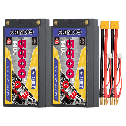 GAONENG GNB 2S 7.4V 5500mAh 140C Shorty Pack 5mm Bullet Hard Case LiPo Battery