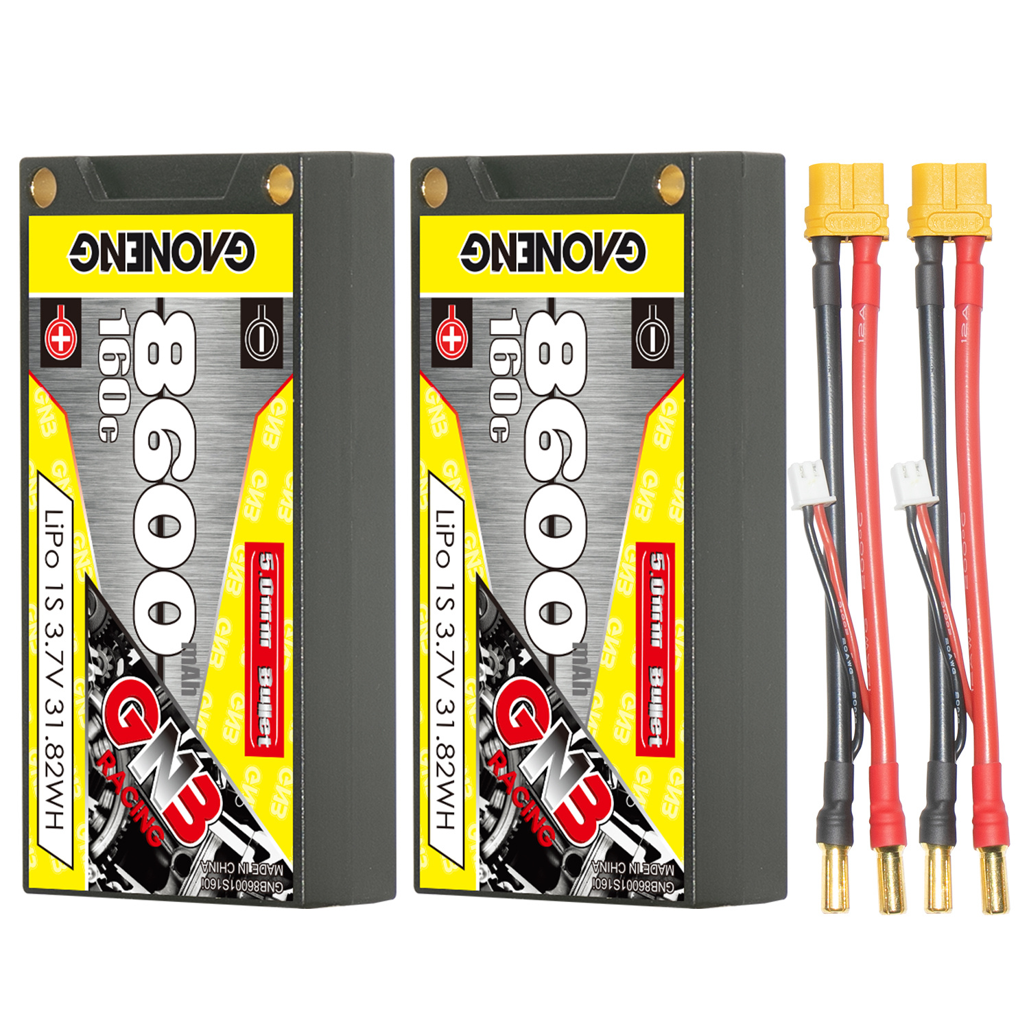 GAONENG GNB 1S 3.7V 8600mAh 160C 5mm Bullet Hard Case LiPo Battery