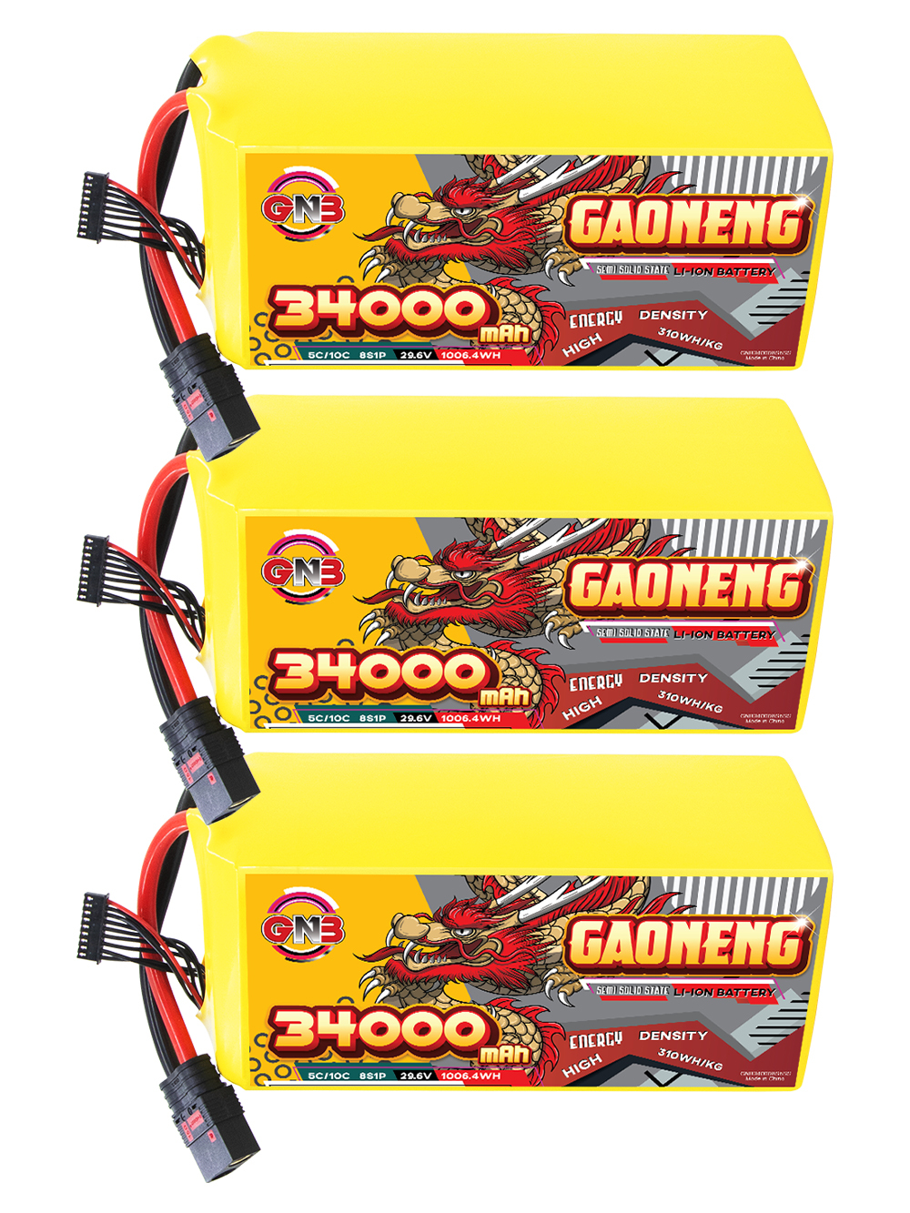 GAONENG GNB 34000mah8S 29.6V 5C QS8 Semi Solid State Li-ion Battery 310WH/kg