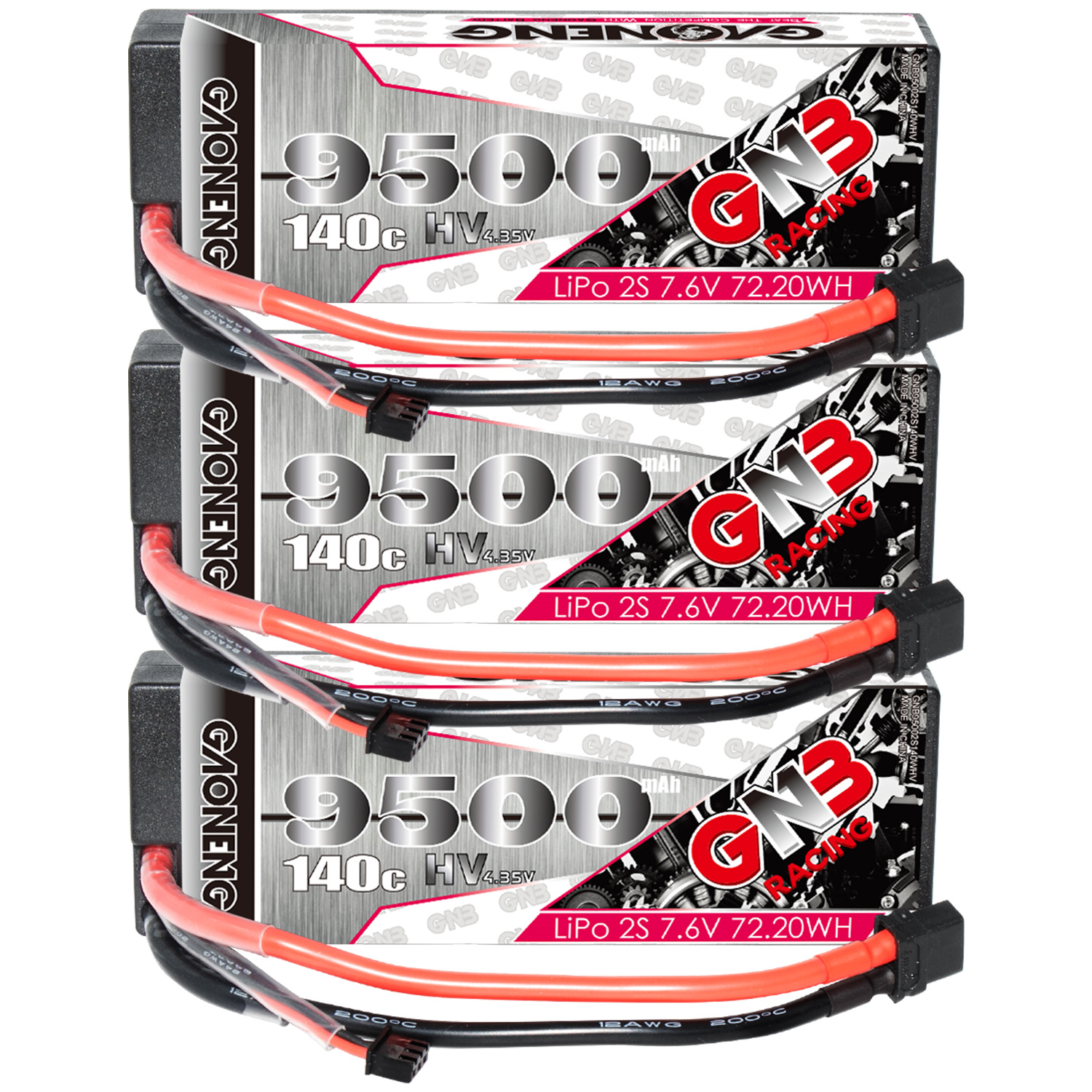 GAONENG GNB LiHV 2S 7.6V 9500mAh 140C Cabled Hard Case LiPo Battery XT60