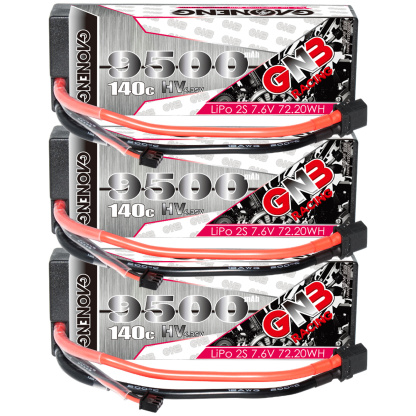 GAONENG GNB LiHV 2S 7.6V 9500mAh 140C Cabled Hard Case LiPo Battery XT60