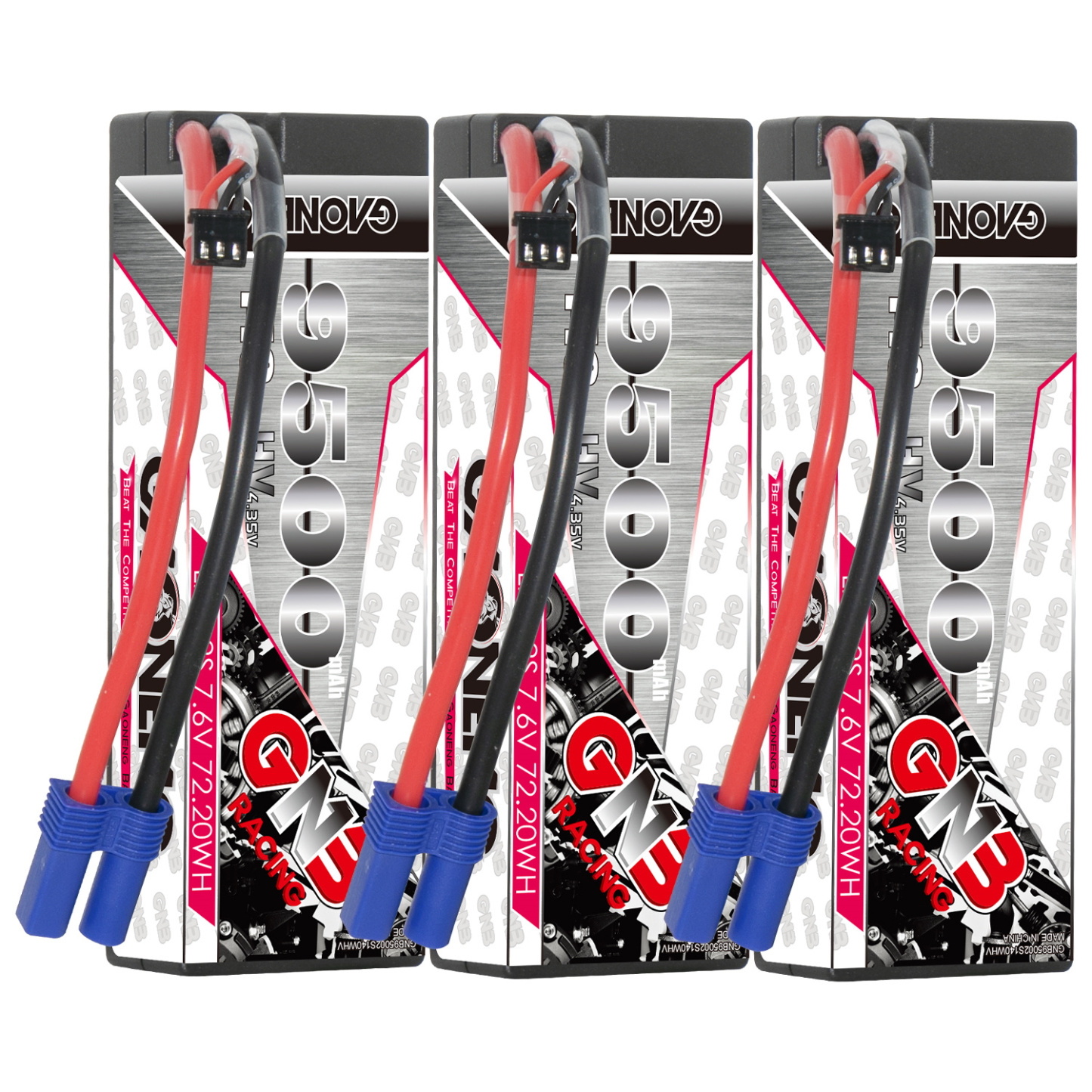 GAONENG GNB LiHV 2S 7.6V 9500mAh 140C Cabled Hard Case LiPo Battery EC5