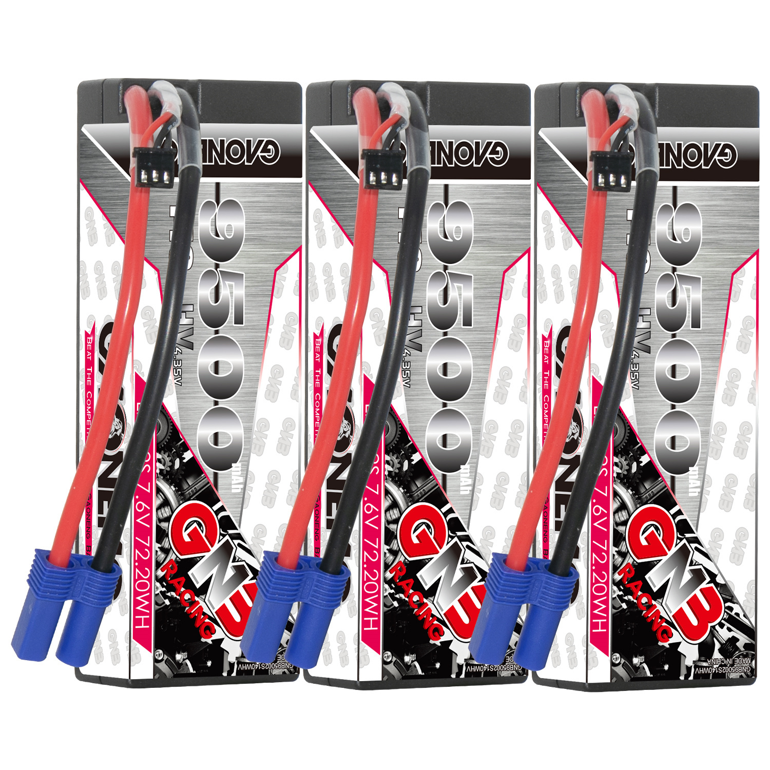 GAONENG GNB LiHV 2S 7.6V 9500mAh 140C Cabled Hard Case LiPo Battery EC5