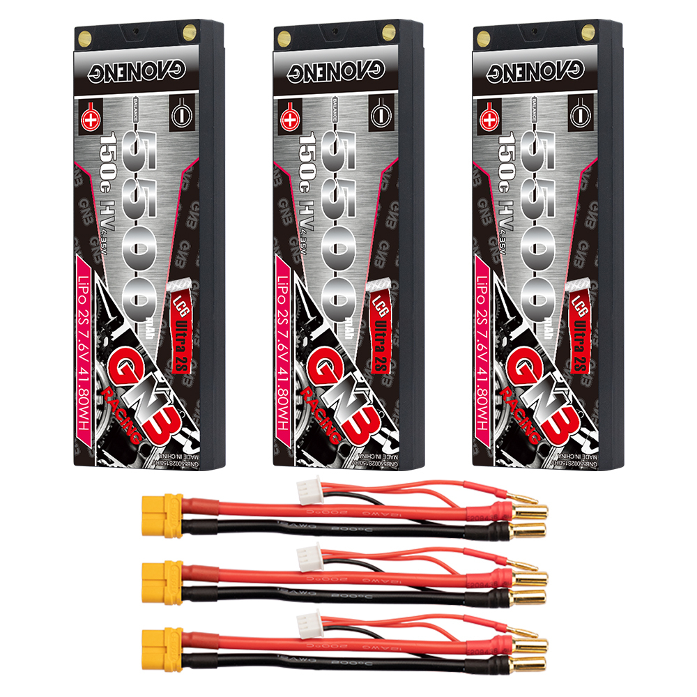 GAONENG GNB LiHV 2S 7.6V 5500mAh 150C LCG Shorty Pack 5mm Bullet Hard Case LiPo Battery