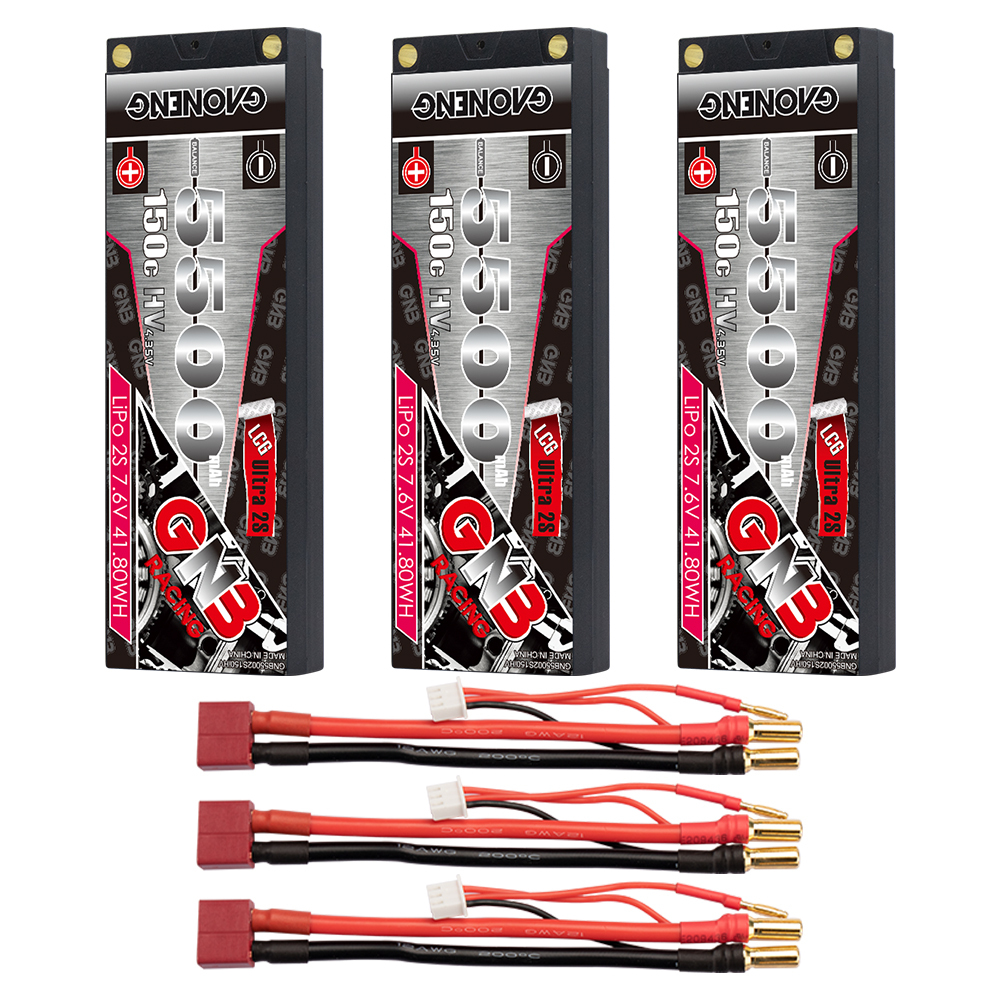 GAONENG GNB LiHV 2S 7.6V 5500mAh 150C LCG Shorty Pack 5mm Bullet Hard Case LiPo Battery