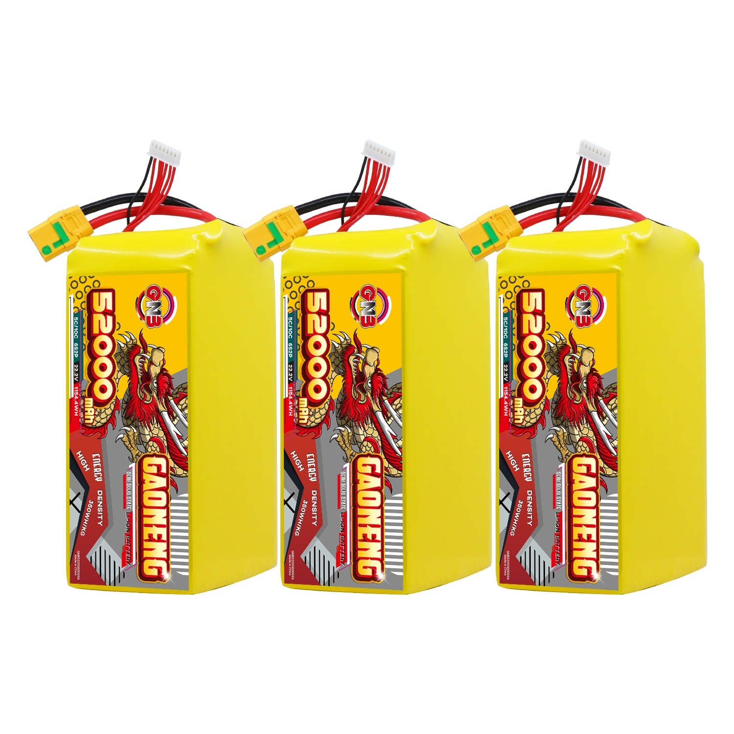 GAONENG GNB 52000mah 6S 22.2V 5C XT90S Semi Solid State Li-ion Battery 350WH/kg