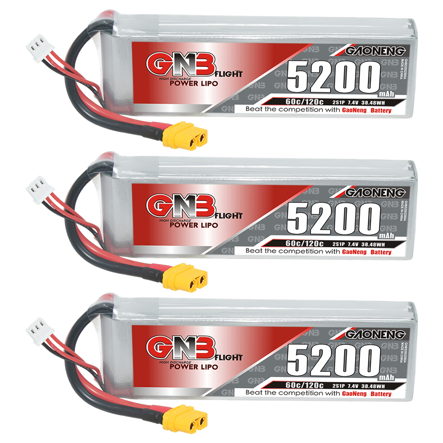 GAONENG GNB 2S 7.4V 5200mAh 60C LiPo Battery XT60