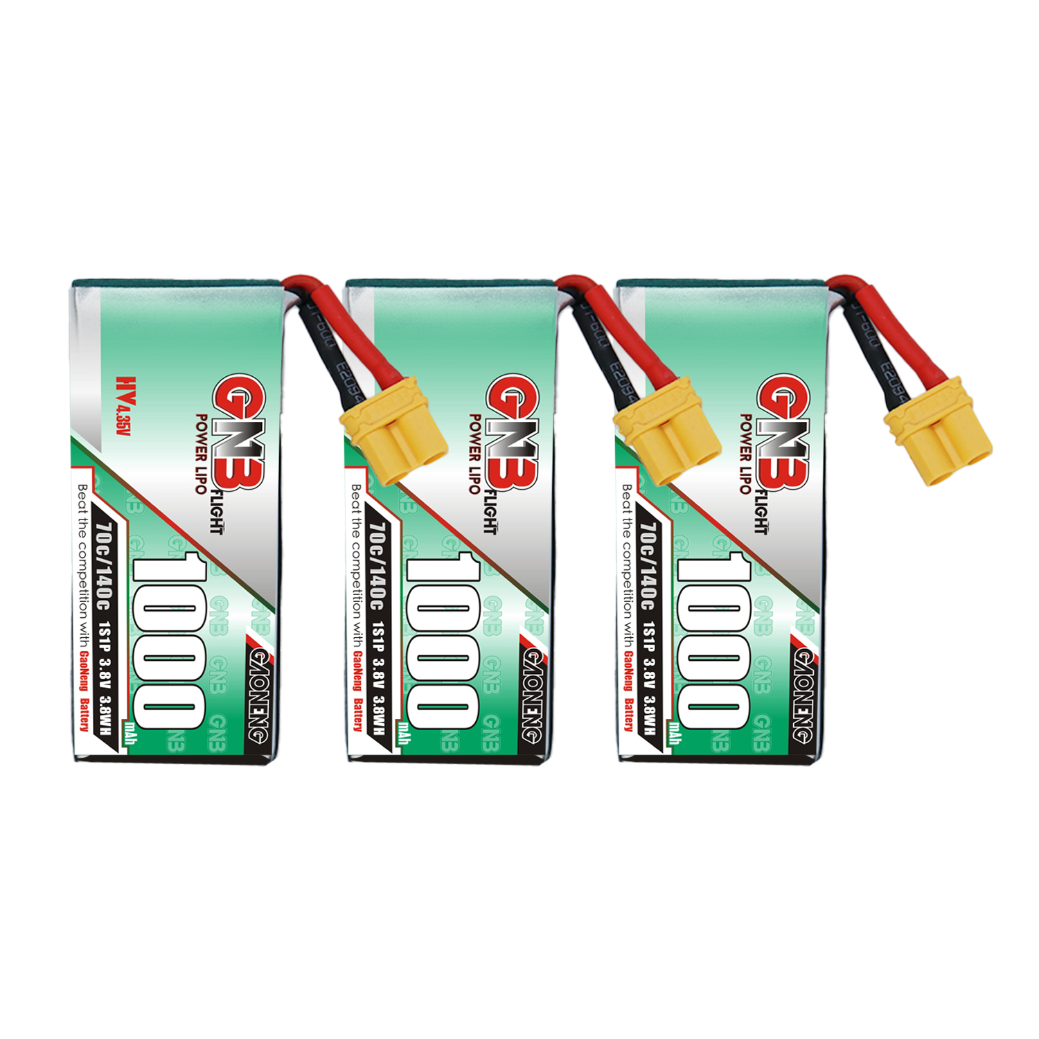 GAONENG GNB LiHV 1S 3.8V 1000mAh 70C XT30 Cabled LiPo Battery Long Range