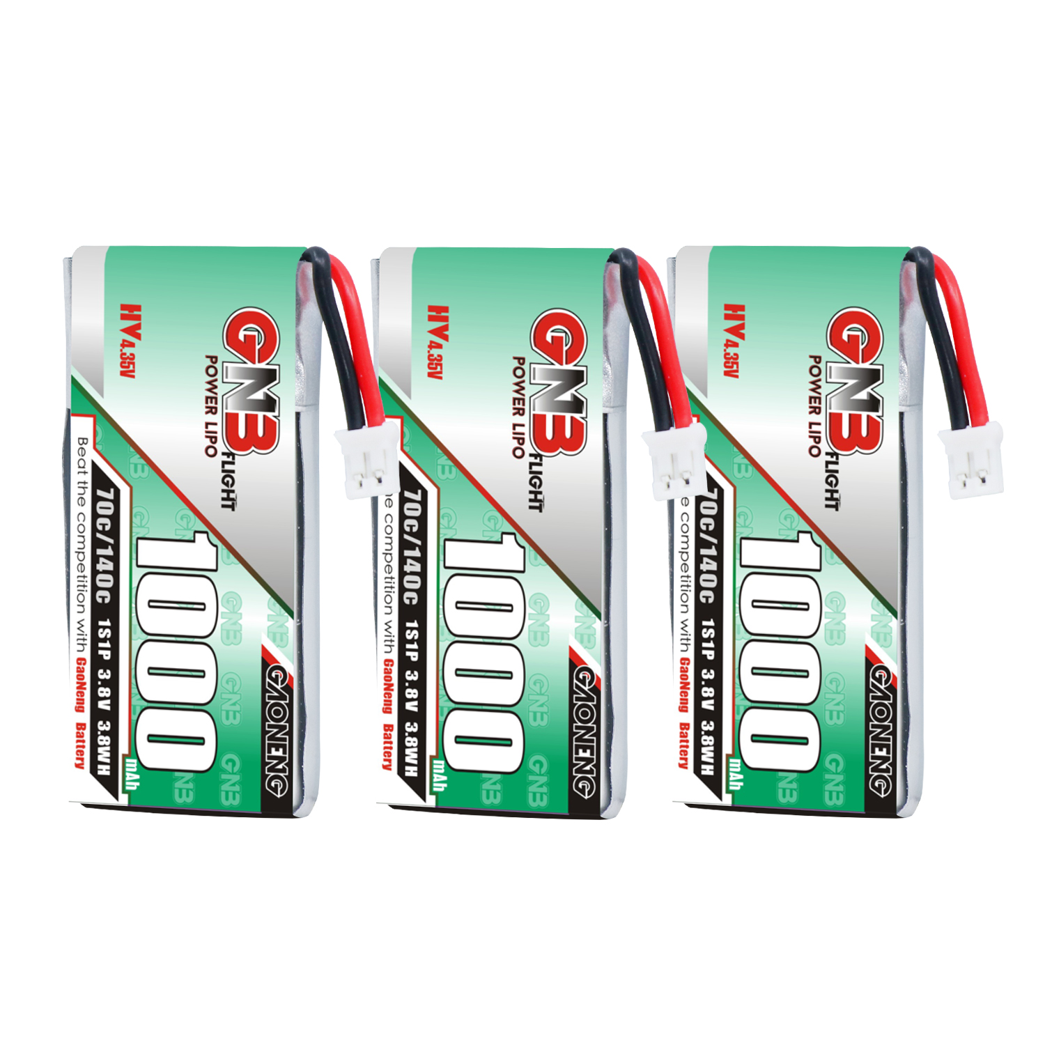 GAONENG GNB LiHV 1S 3.8V 1000mAh 70C PH2.0 Cabled LiPo Battery Long Range