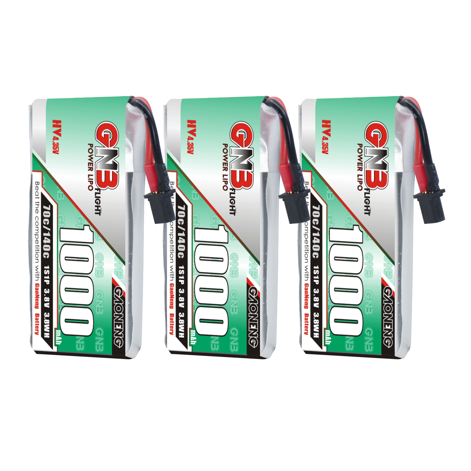 GAONENG GNB LiHV 1S 3.8V 1000mAh 70C A30 Cabled LiPo Battery Long Range