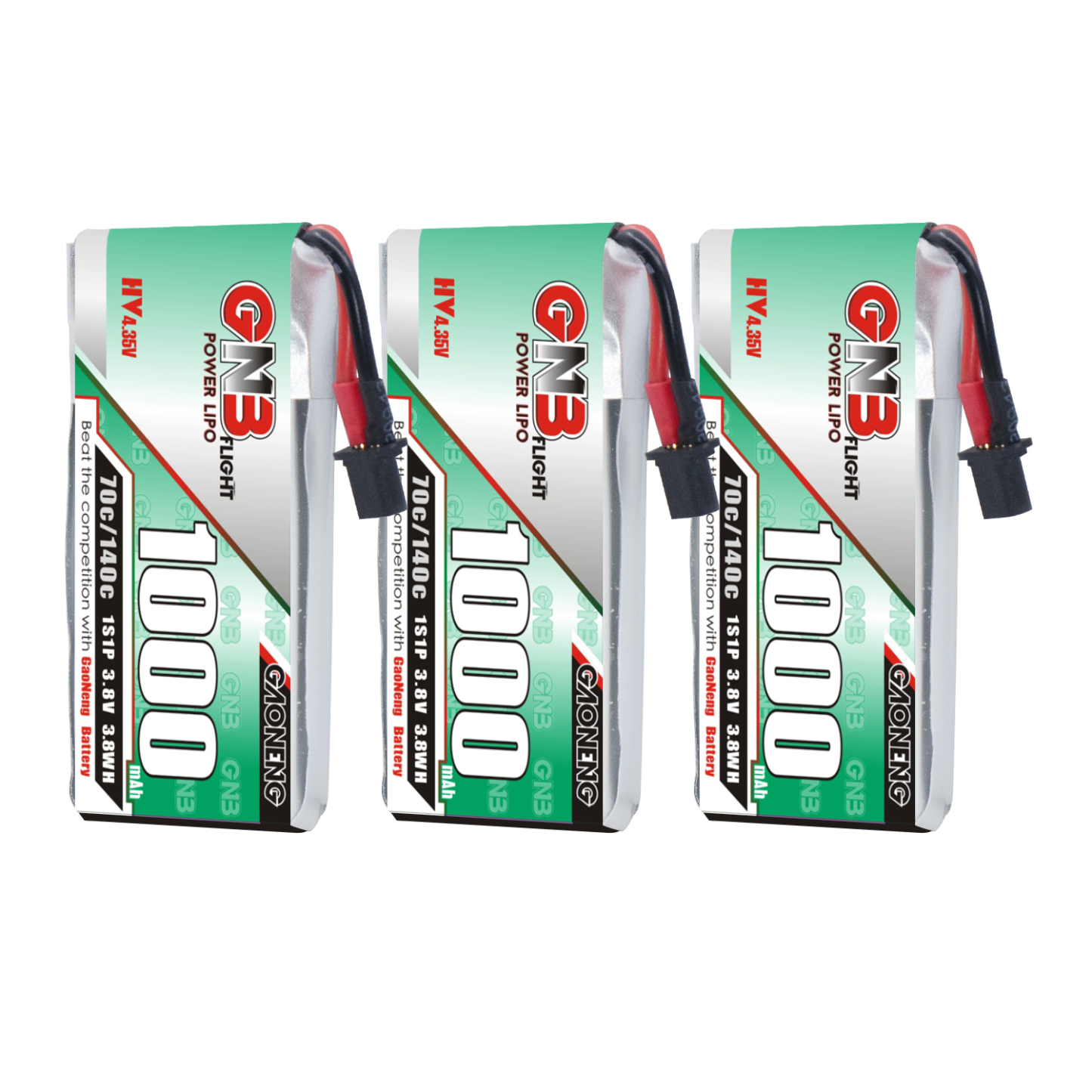 GAONENG GNB LiHV 1S 3.8V 1000mAh 70C A30 Cabled LiPo Battery Long Range