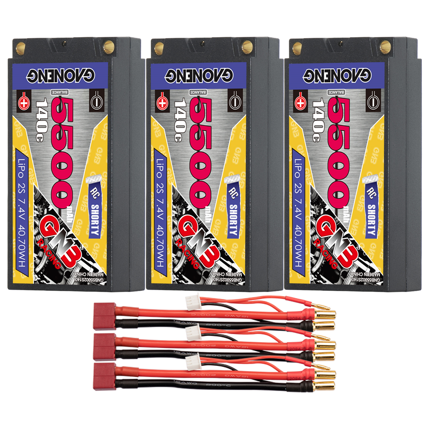GAONENG GNB 2S 7.4V 5500mAh 140C Shorty Pack 5mm Bullet Hard Case LiPo Battery