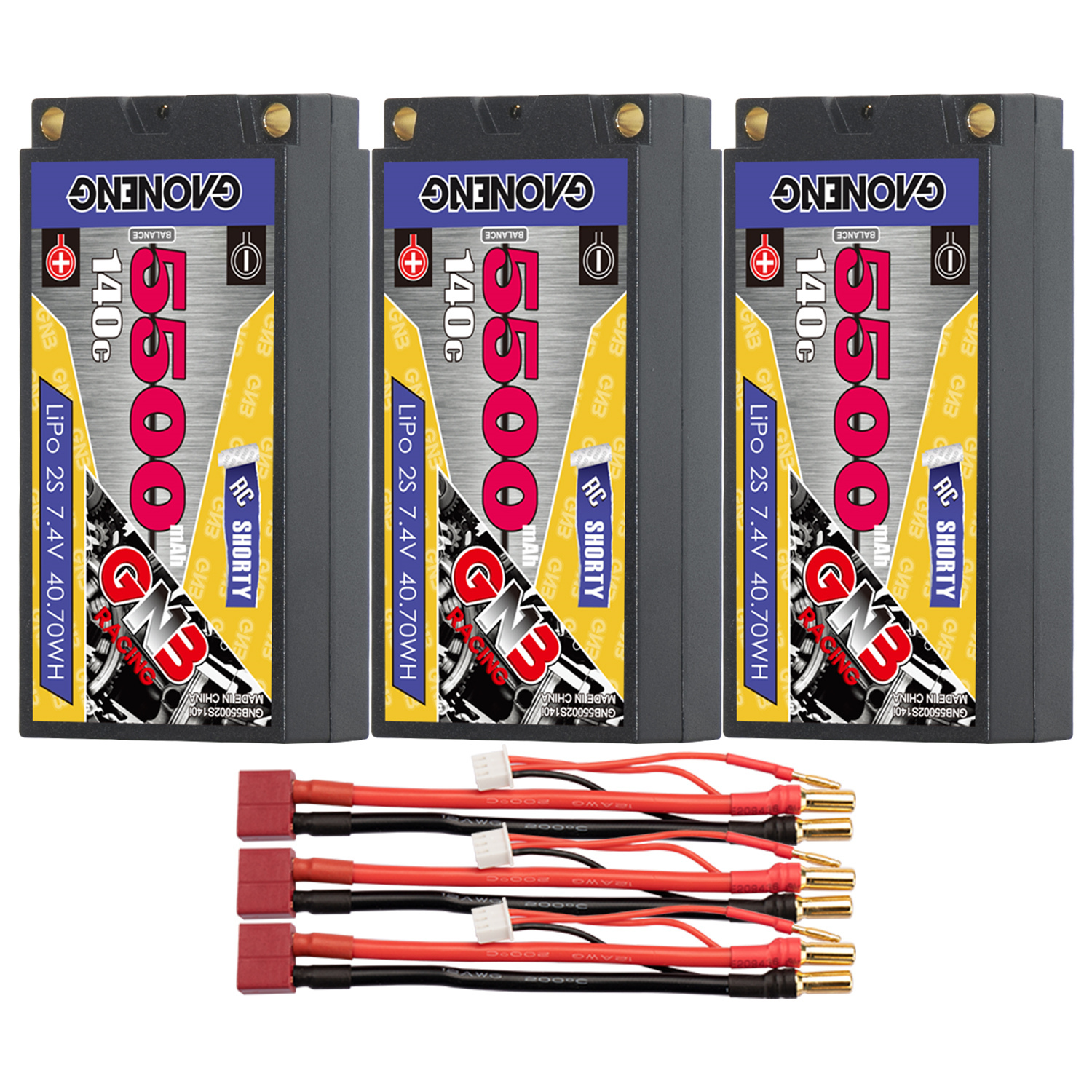 GAONENG GNB 2S 7.4V 5500mAh 140C Shorty Pack 5mm Bullet Hard Case LiPo Battery