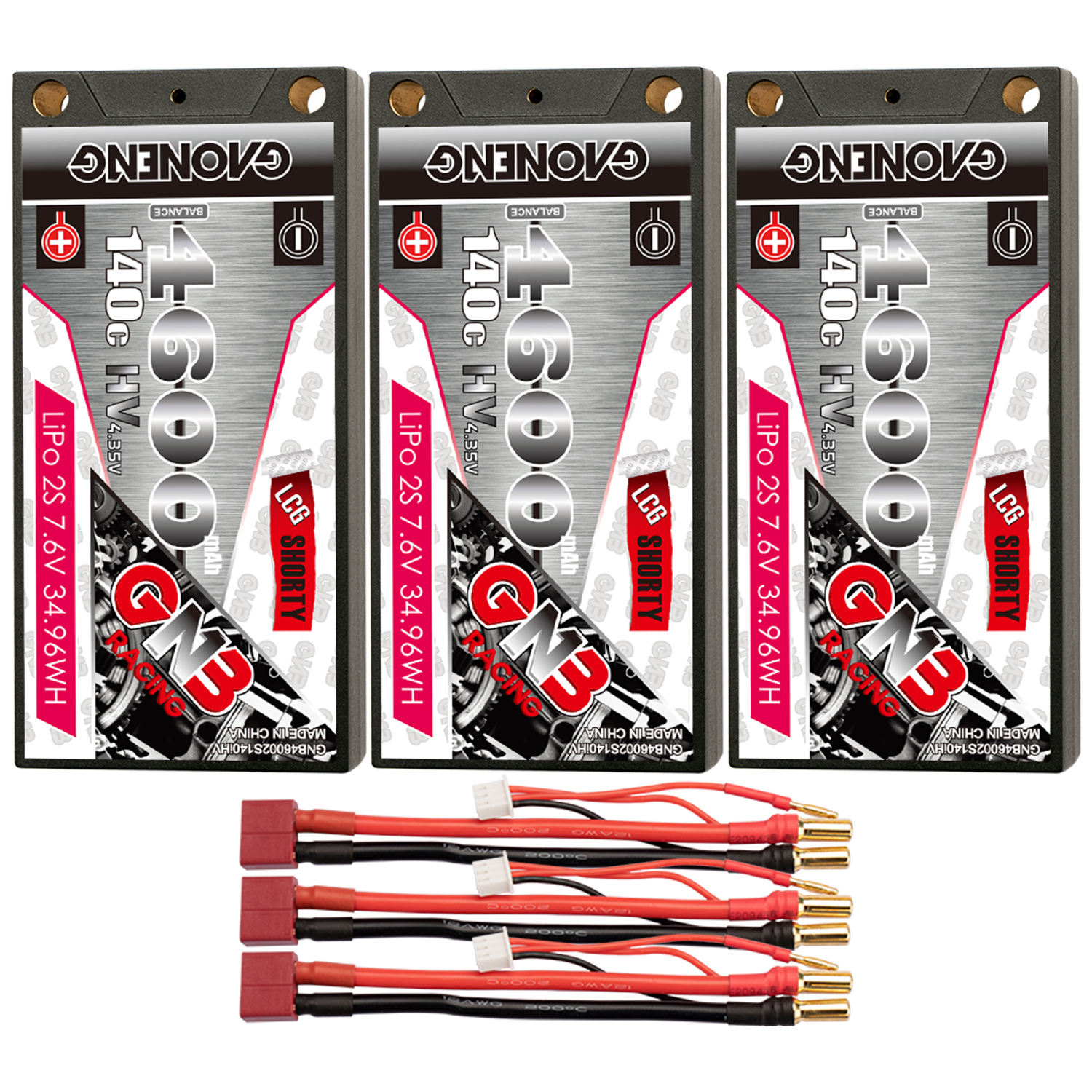 GAONENG GNB LiHV 2S 7.6V 4600mAh 140C LCG Shorty 5mm Bullet Hard Case LiPo Battery (ROAR Approved)