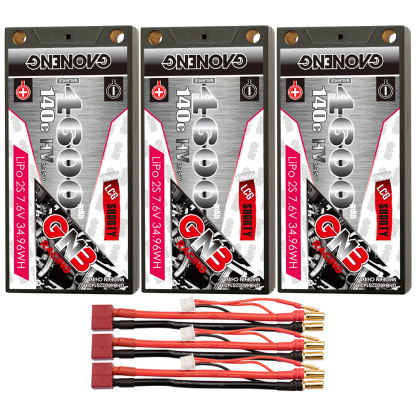 GAONENG GNB LiHV 2S 7.6V 4600mAh 140C LCG Shorty 5mm Bullet Hard Case LiPo Battery (ROAR Approved)