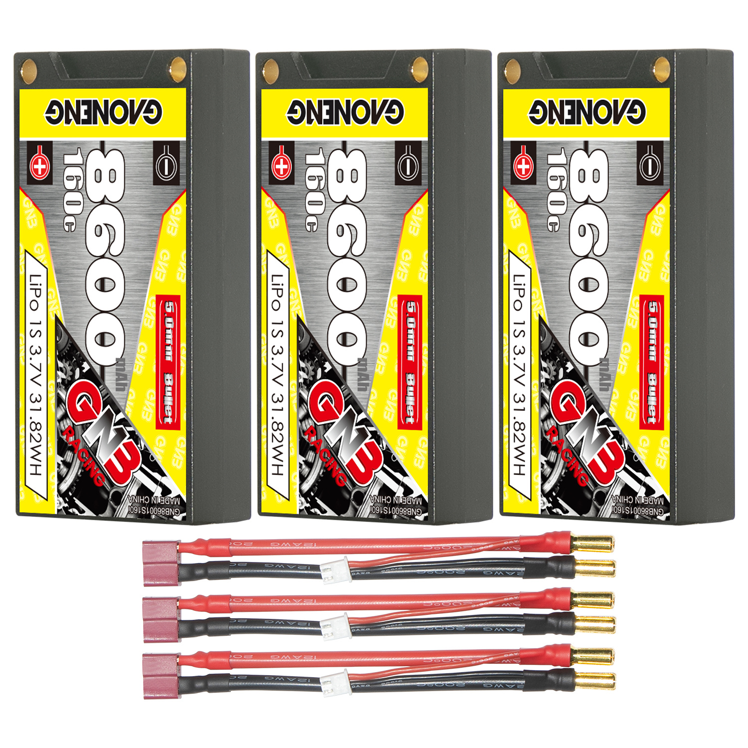 GAONENG GNB 1S 3.7V 8600mAh 160C 5mm Bullet Hard Case LiPo Battery