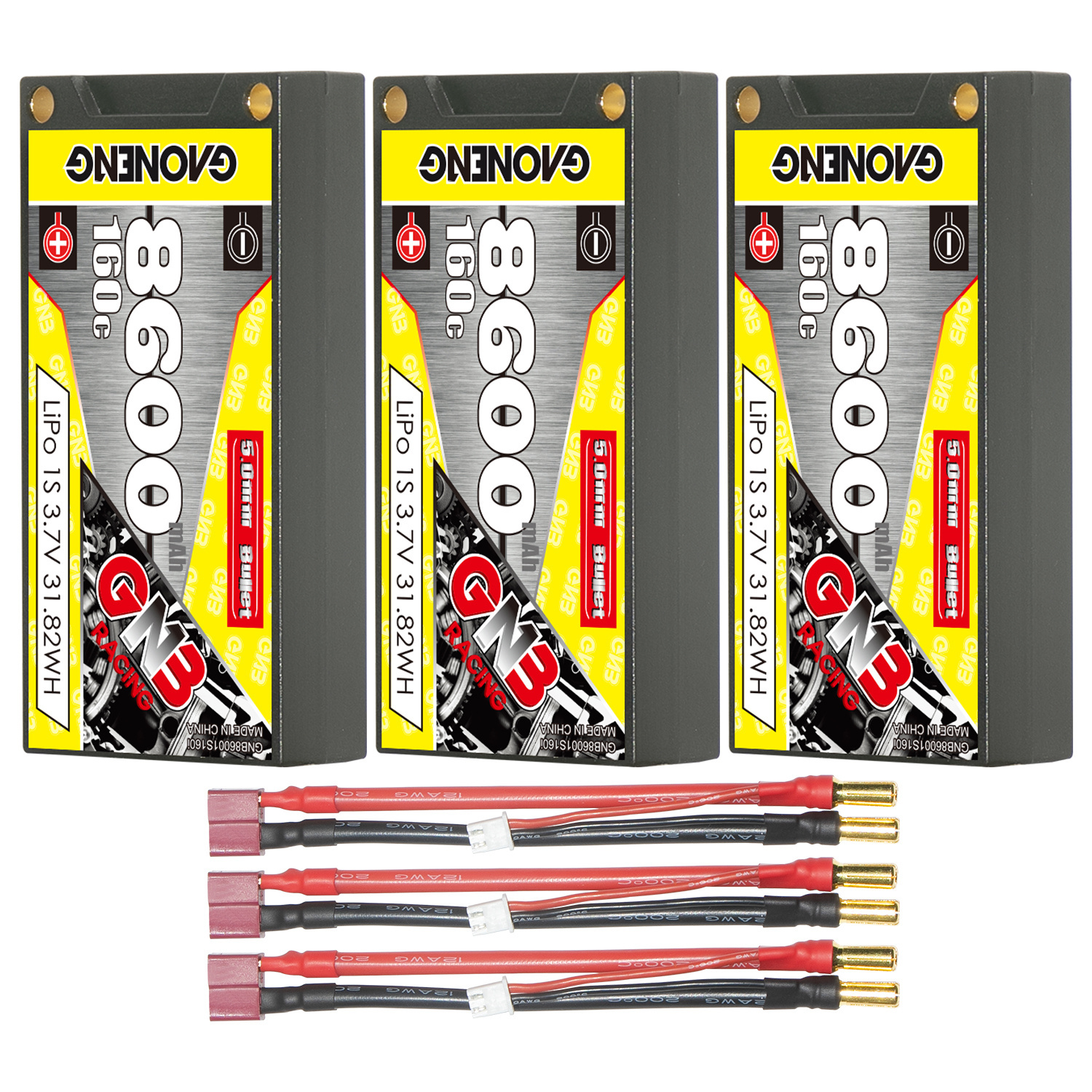 GAONENG GNB 1S 3.7V 8600mAh 160C 5mm Bullet Hard Case LiPo Battery