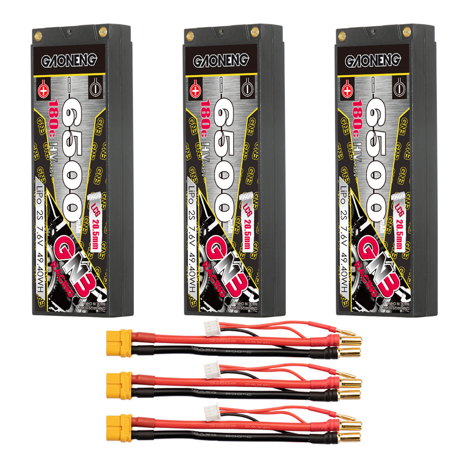 GAONENG GNB 2S 7.6V 6500mAh 180C  5mm Bullet Hard Case LiPo Battery LCG