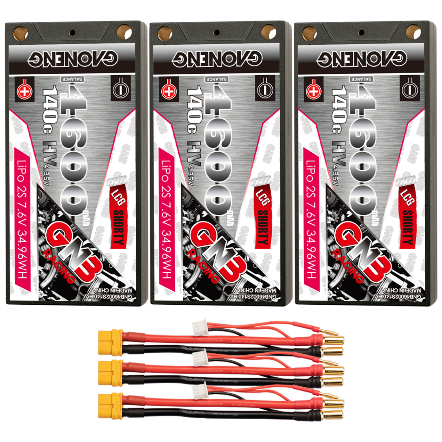 GAONENG GNB LiHV 2S 7.6V 4600mAh 140C LCG Shorty 5mm Bullet Hard Case LiPo Battery (ROAR Approved)