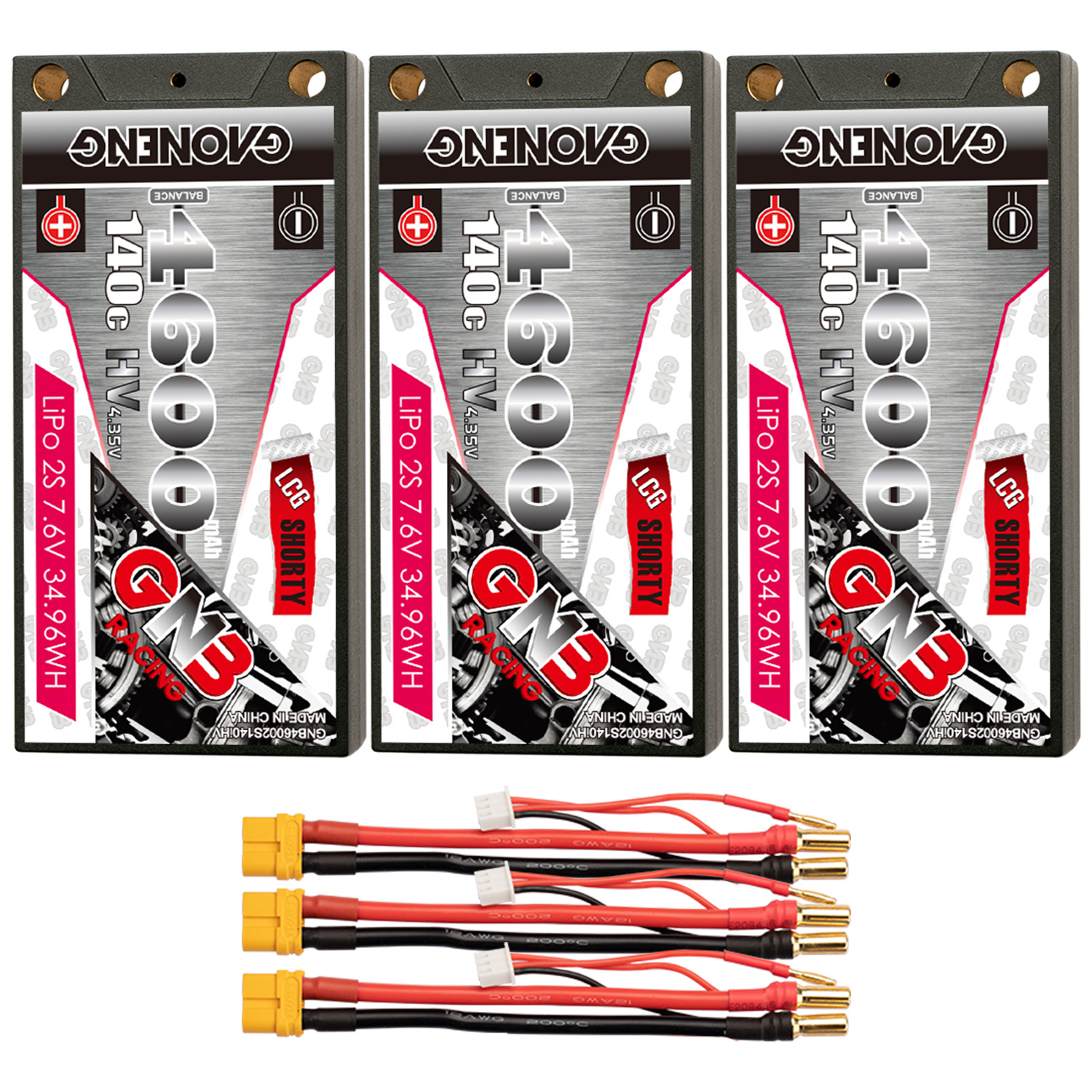 GAONENG GNB LiHV 2S 7.6V 4600mAh 140C LCG Shorty 5mm Bullet Hard Case LiPo Battery (ROAR Approved)