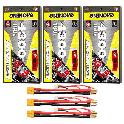 GAONENG GNB 2S 7.4V 4300mAh 160C LCG Shorty 5mm Bullet Hard Case LiPo Battery