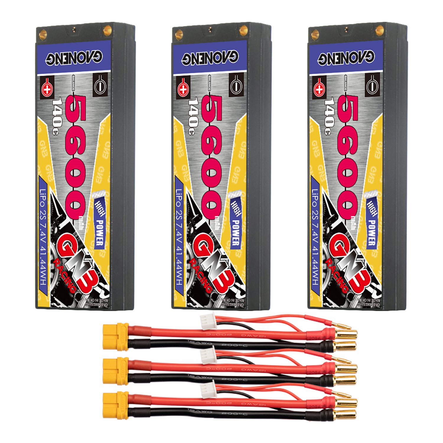 GAONENG GNB 2S 7.4V 5600mAh 140C LCG 5mm Bullet Hard Case LiPo Battery