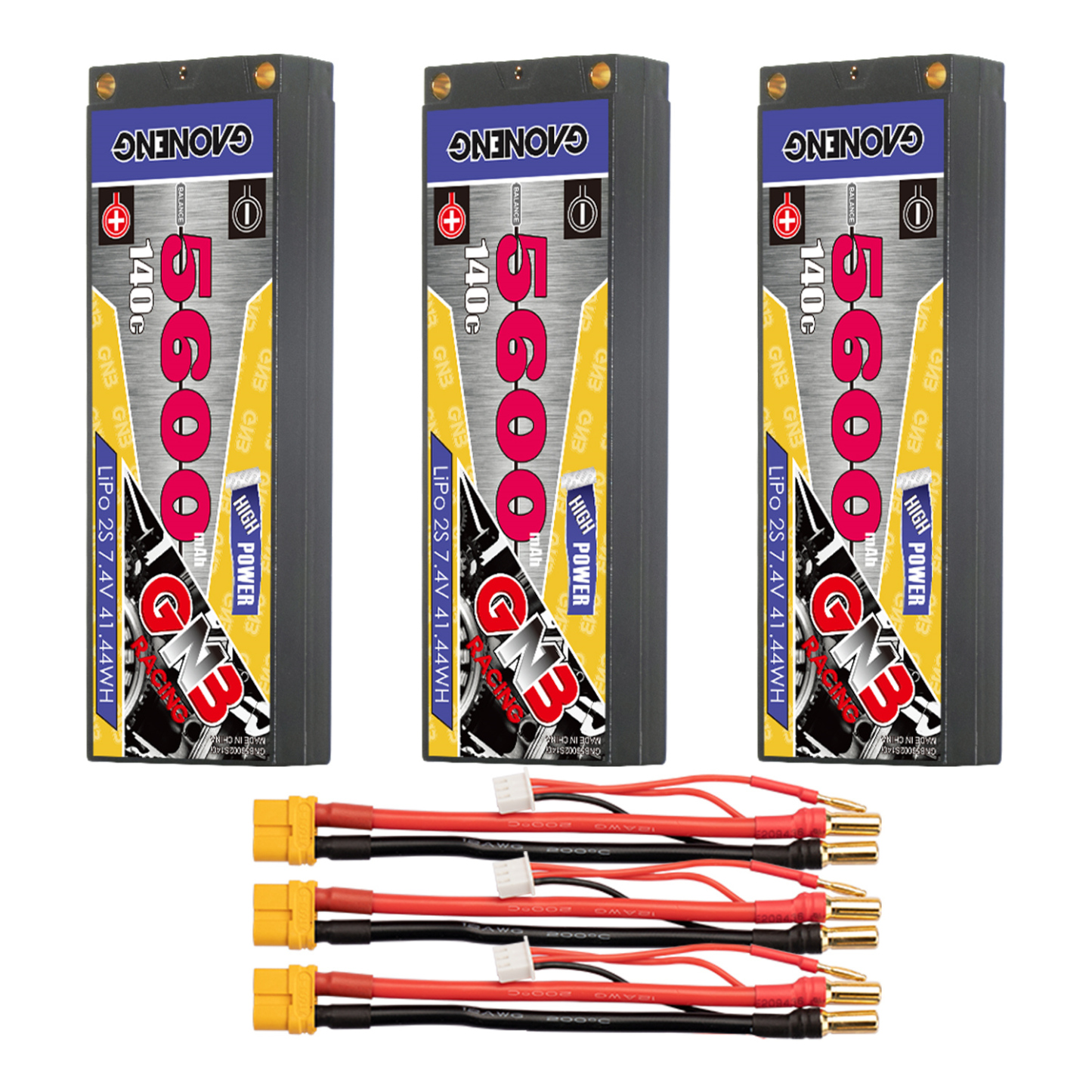 GAONENG GNB 2S 7.4V 5600mAh 140C LCG 5mm Bullet Hard Case LiPo Battery