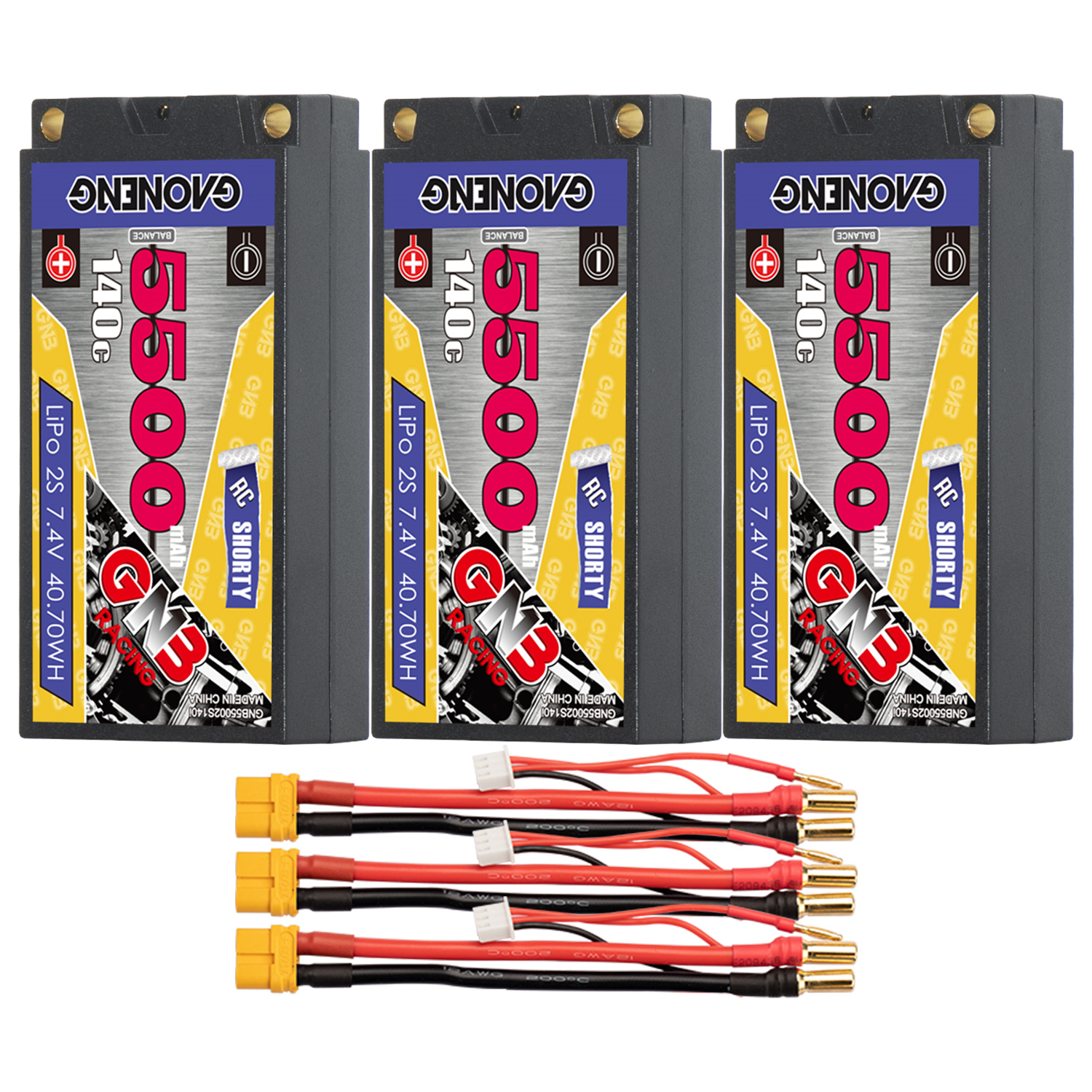 GAONENG GNB 2S 7.4V 5500mAh 140C Shorty Pack 5mm Bullet Hard Case LiPo Battery