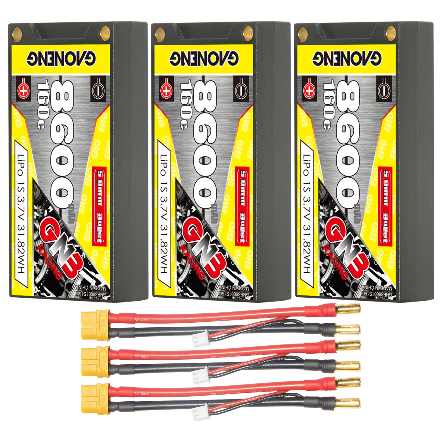 GAONENG GNB 1S 3.7V 8600mAh 160C 5mm Bullet Hard Case LiPo Battery