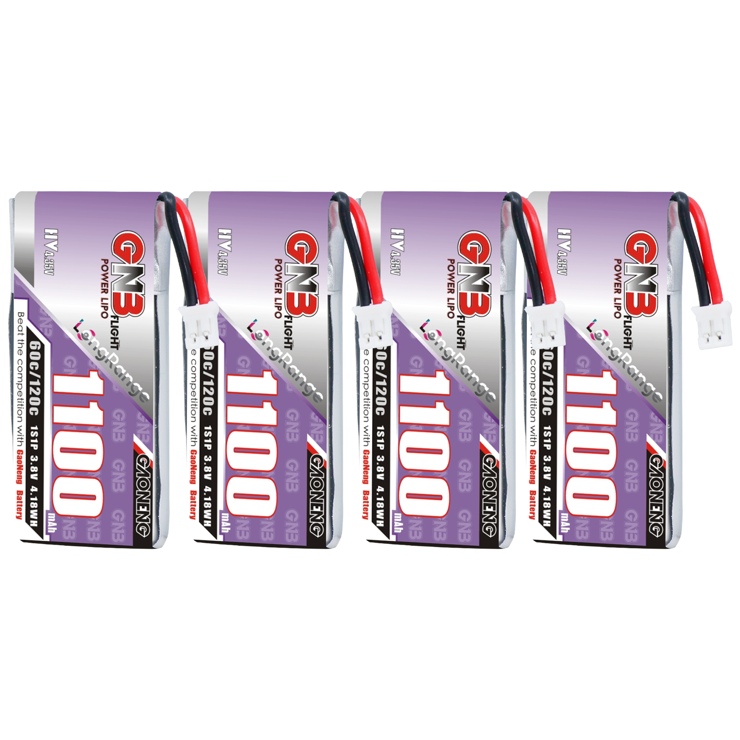 GAONENG GNB LiHV 1S 3.8V 1100mAh 60C PH2.0 Cabled LiPo Battery Long Range