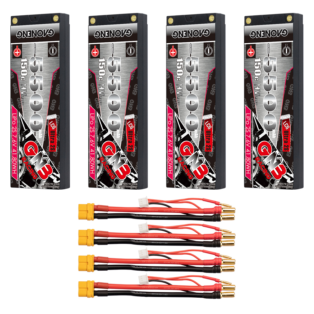 GAONENG GNB LiHV 2S 7.6V 5500mAh 150C LCG Shorty Pack 5mm Bullet Hard Case LiPo Battery