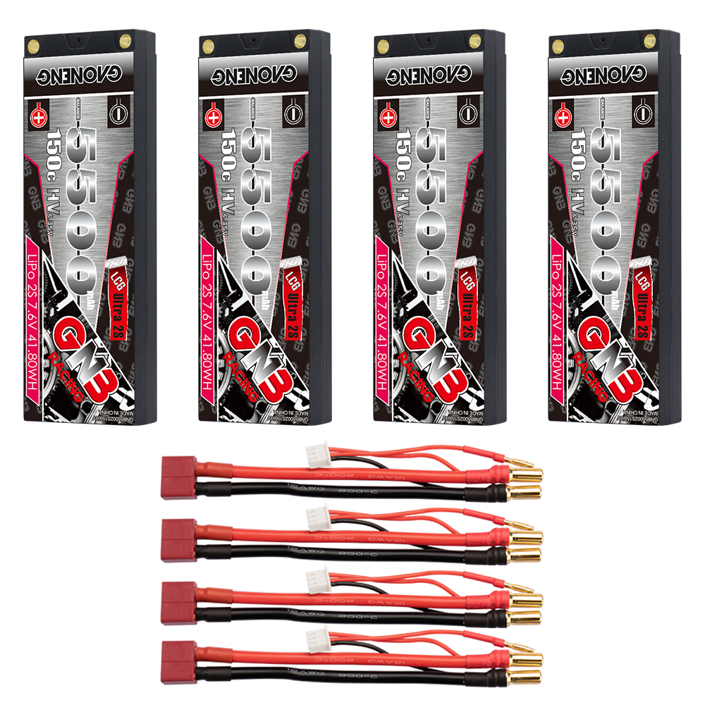 GAONENG GNB LiHV 2S 7.6V 5500mAh 150C LCG Shorty Pack 5mm Bullet Hard Case LiPo Battery