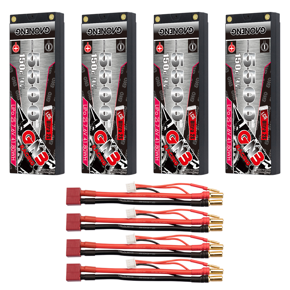 GAONENG GNB LiHV 2S 7.6V 5500mAh 150C LCG Shorty Pack 5mm Bullet Hard Case LiPo Battery