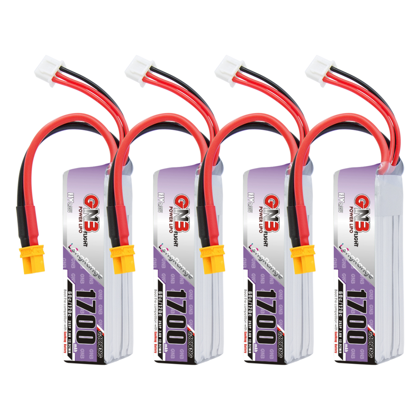 GAONENG GNB LiHV 2S2P 7.6V 1700mAh 60C XT30 LiPo Battery Long Range