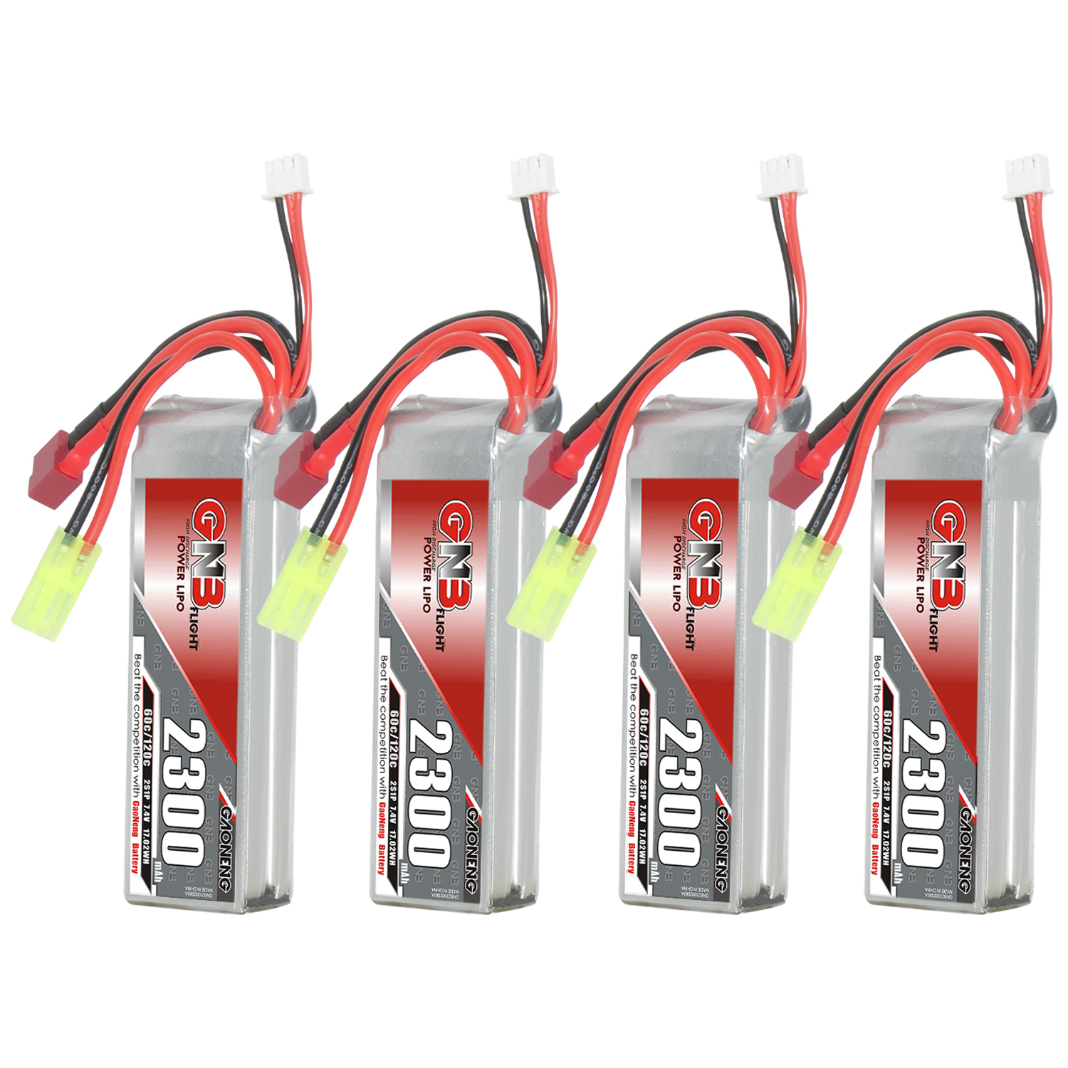 GAONENG GNB 2S 7.4V 2300mAh 60C LiPo Battery T-PLUG & Green Mini Tamiya Connector