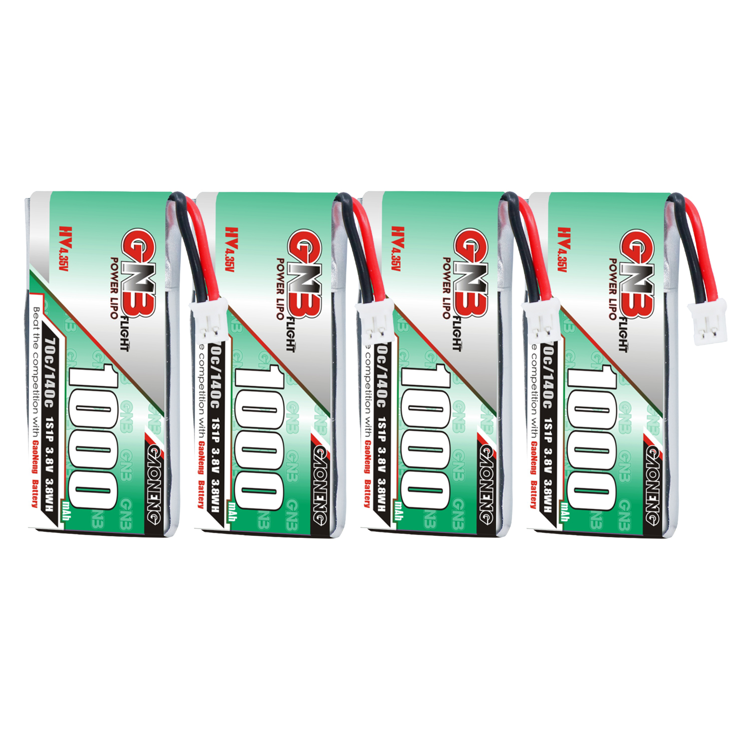 GAONENG GNB LiHV 1S 3.8V 1000mAh 70C PH2.0 Cabled LiPo Battery Long Range