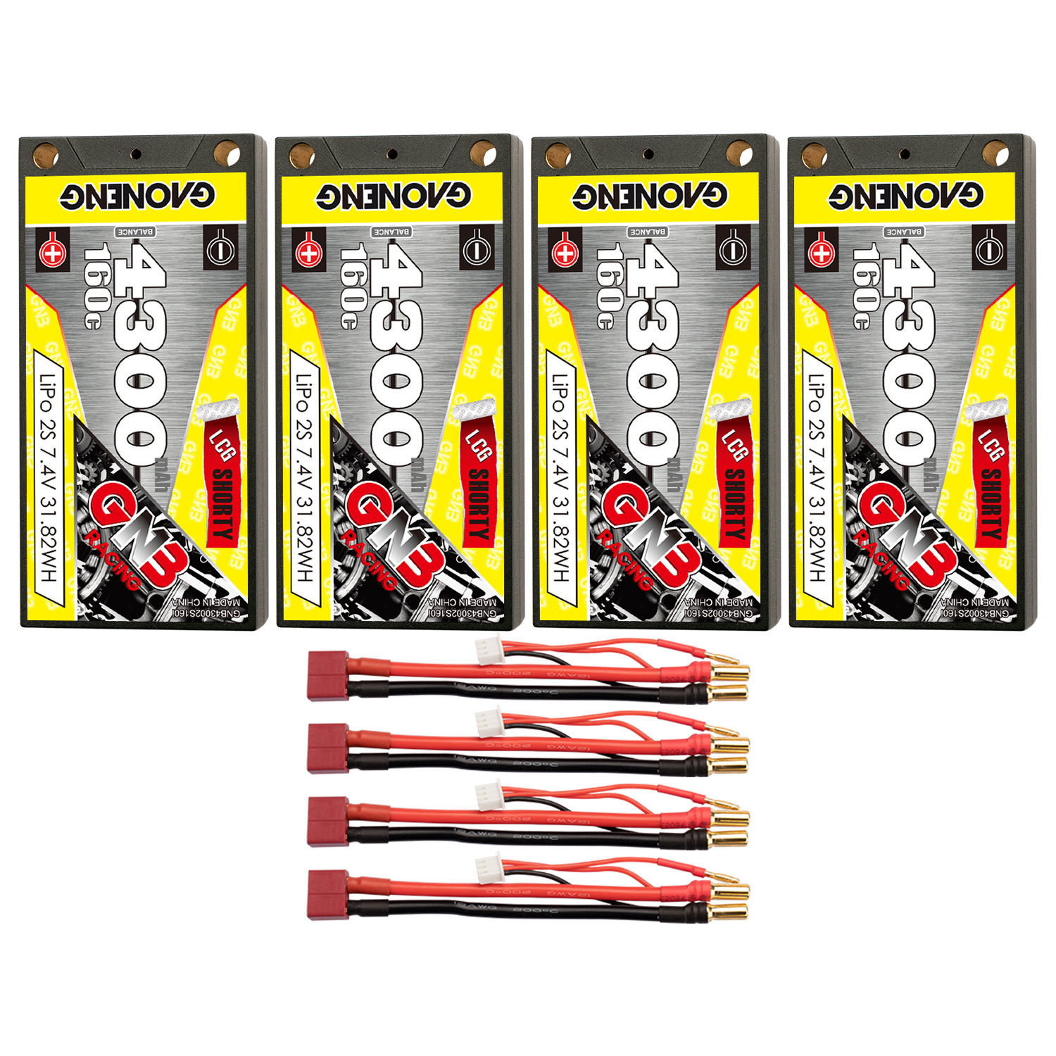 GAONENG GNB 2S 7.4V 4300mAh 160C LCG Shorty 5mm Bullet Hard Case LiPo Battery