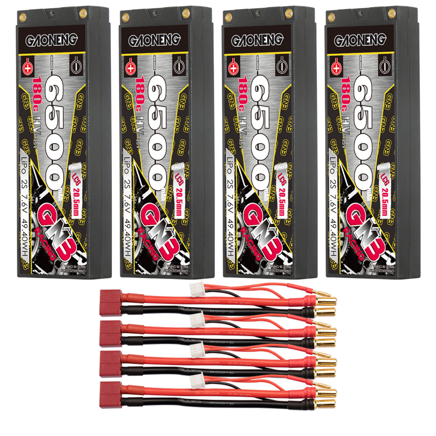 GAONENG GNB 2S 7.6V 6500mAh 180C  5mm Bullet Hard Case LiPo Battery LCG