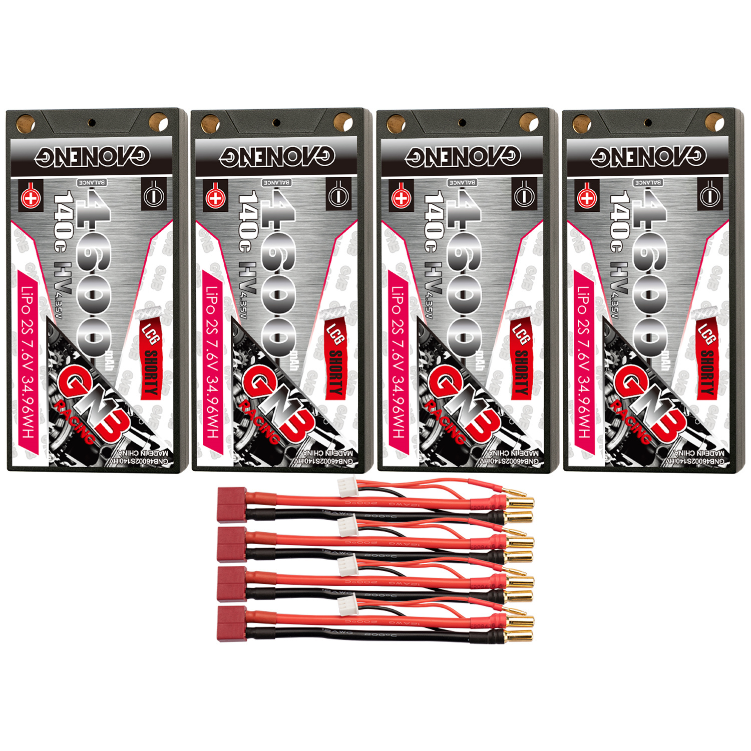 GAONENG GNB LiHV 2S 7.6V 4600mAh 140C LCG Shorty 5mm Bullet Hard Case LiPo Battery (ROAR Approved)