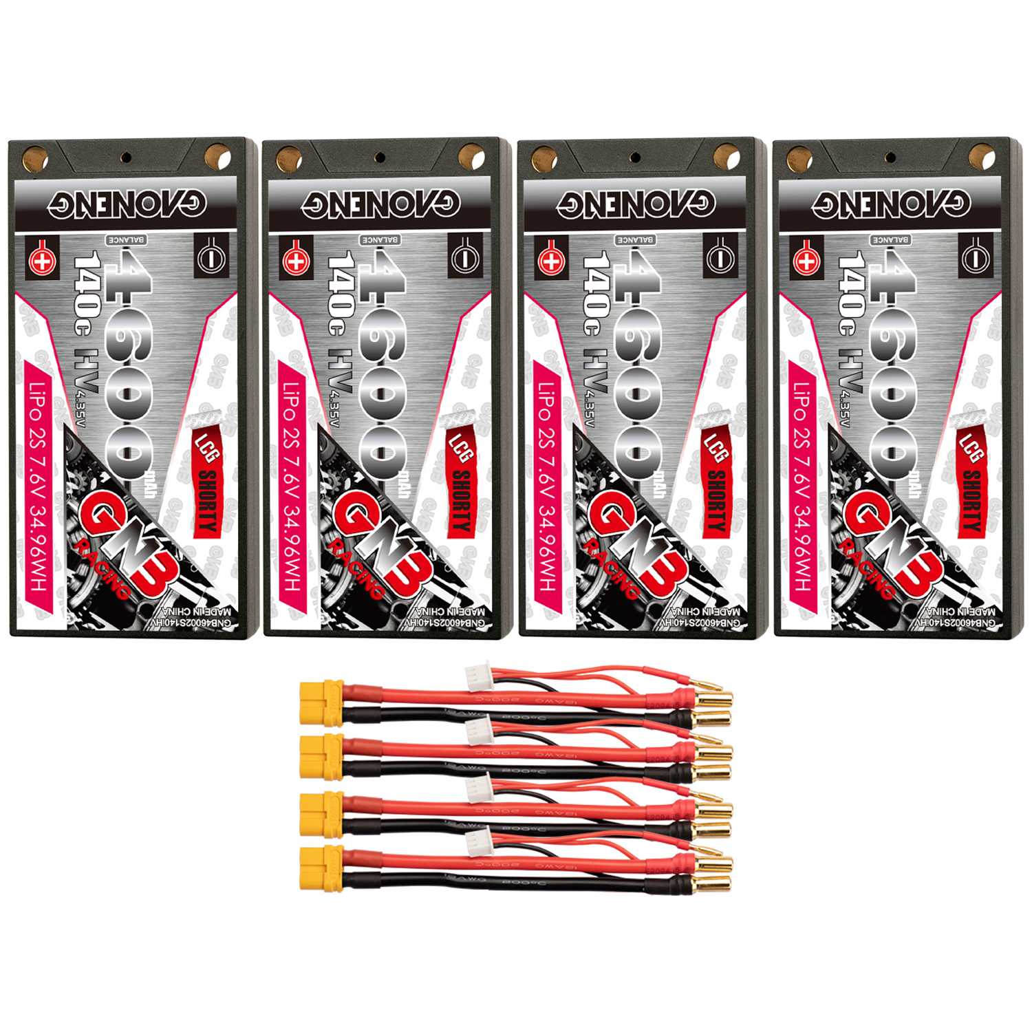 GAONENG GNB LiHV 2S 7.6V 4600mAh 140C LCG Shorty 5mm Bullet Hard Case LiPo Battery (ROAR Approved)