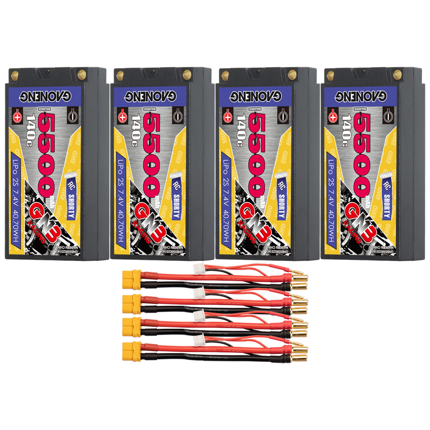 GAONENG GNB 2S 7.4V 5500mAh 140C Shorty Pack 5mm Bullet Hard Case LiPo Battery