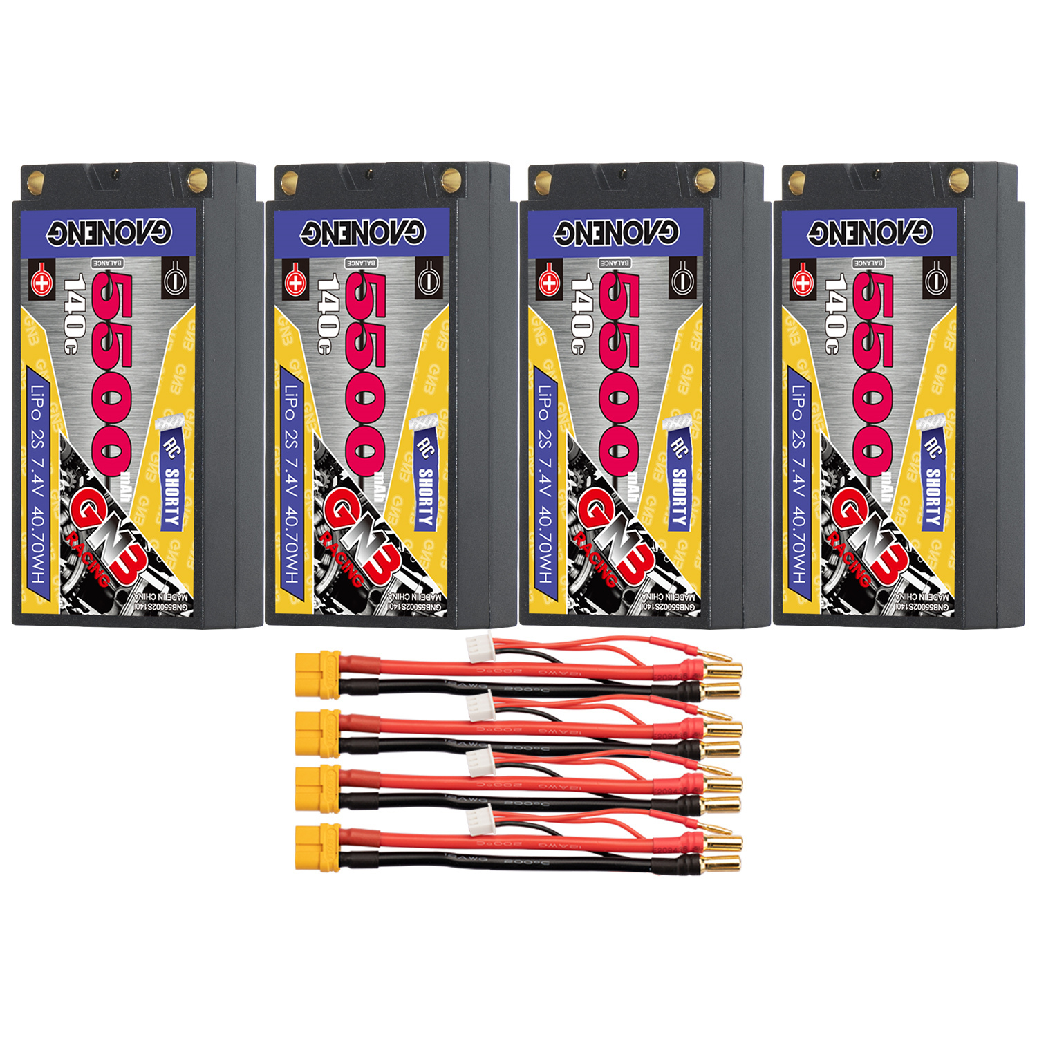 GAONENG GNB 2S 7.4V 5500mAh 140C Shorty Pack 5mm Bullet Hard Case LiPo Battery