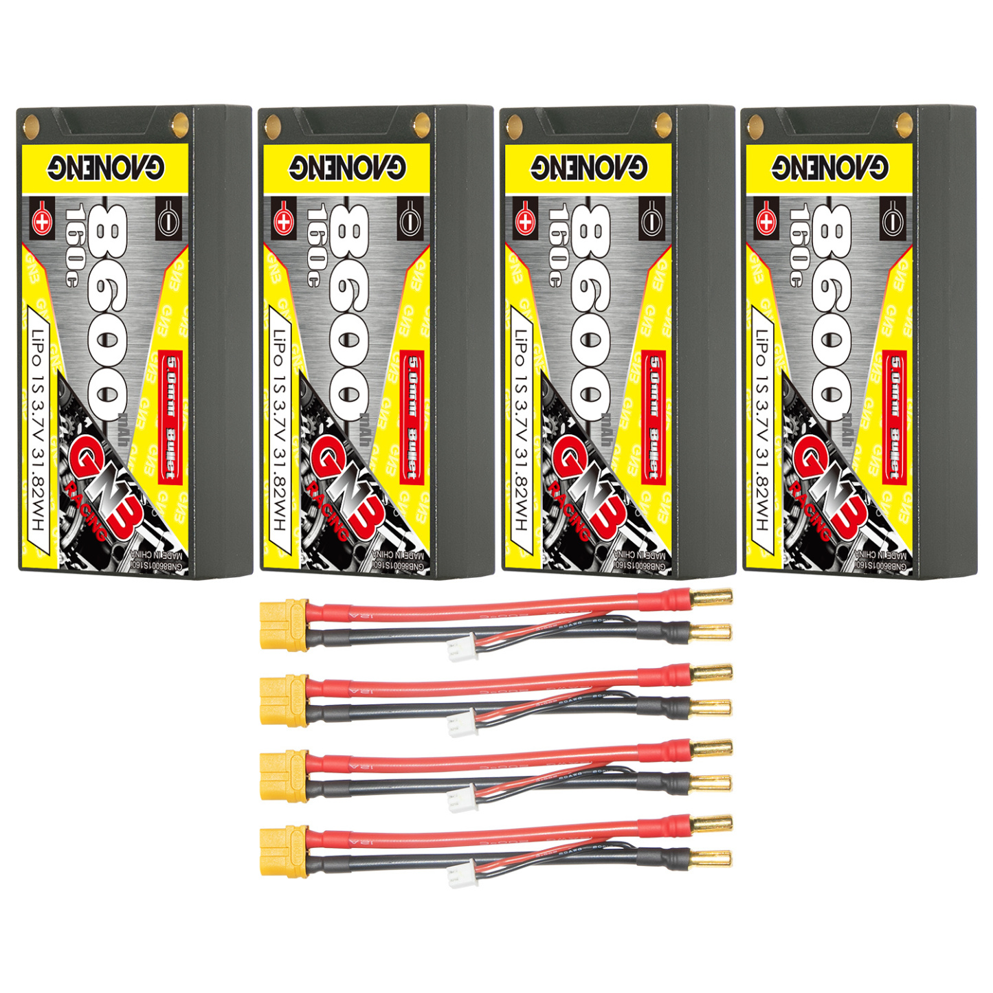 GAONENG GNB 1S 3.7V 8600mAh 160C 5mm Bullet Hard Case LiPo Battery