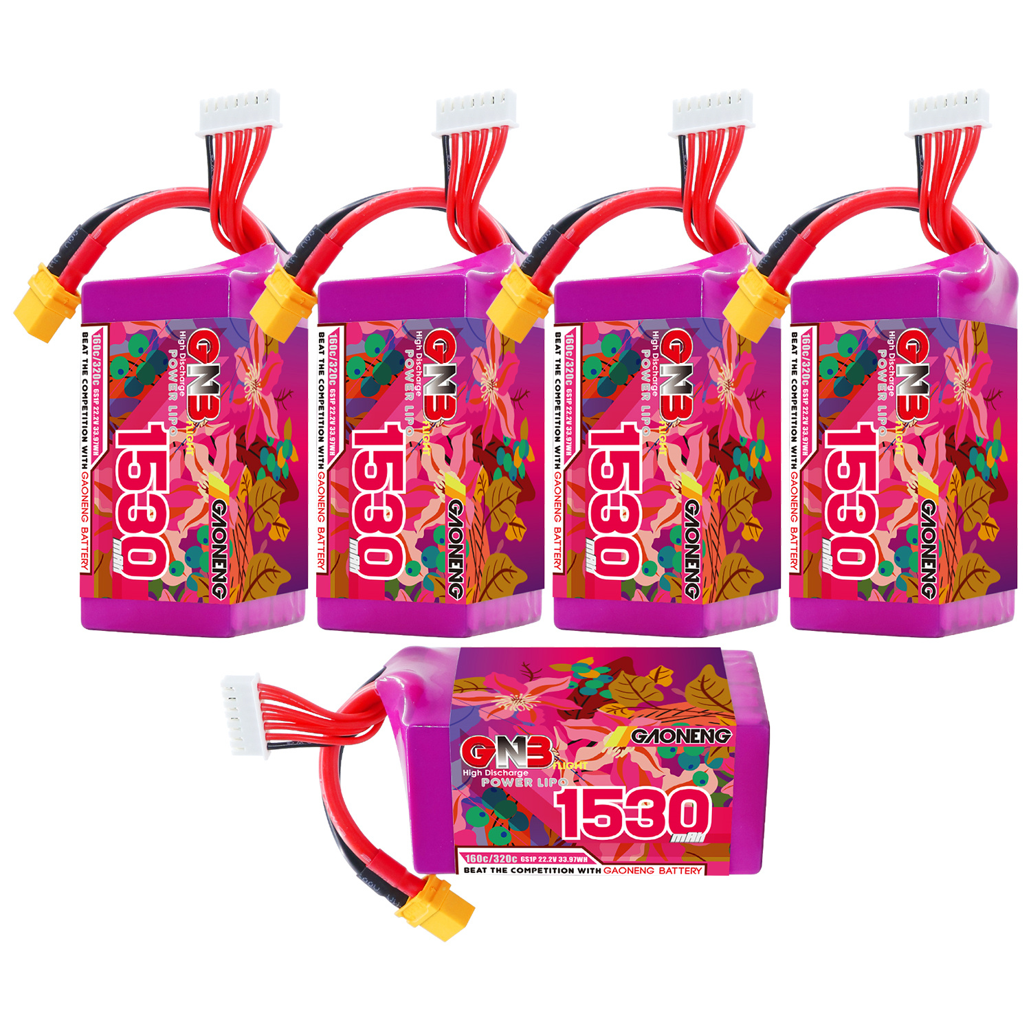 GAONENG GNB 6S 22.2V 1530mAh 160C XT60 LiPo Battery