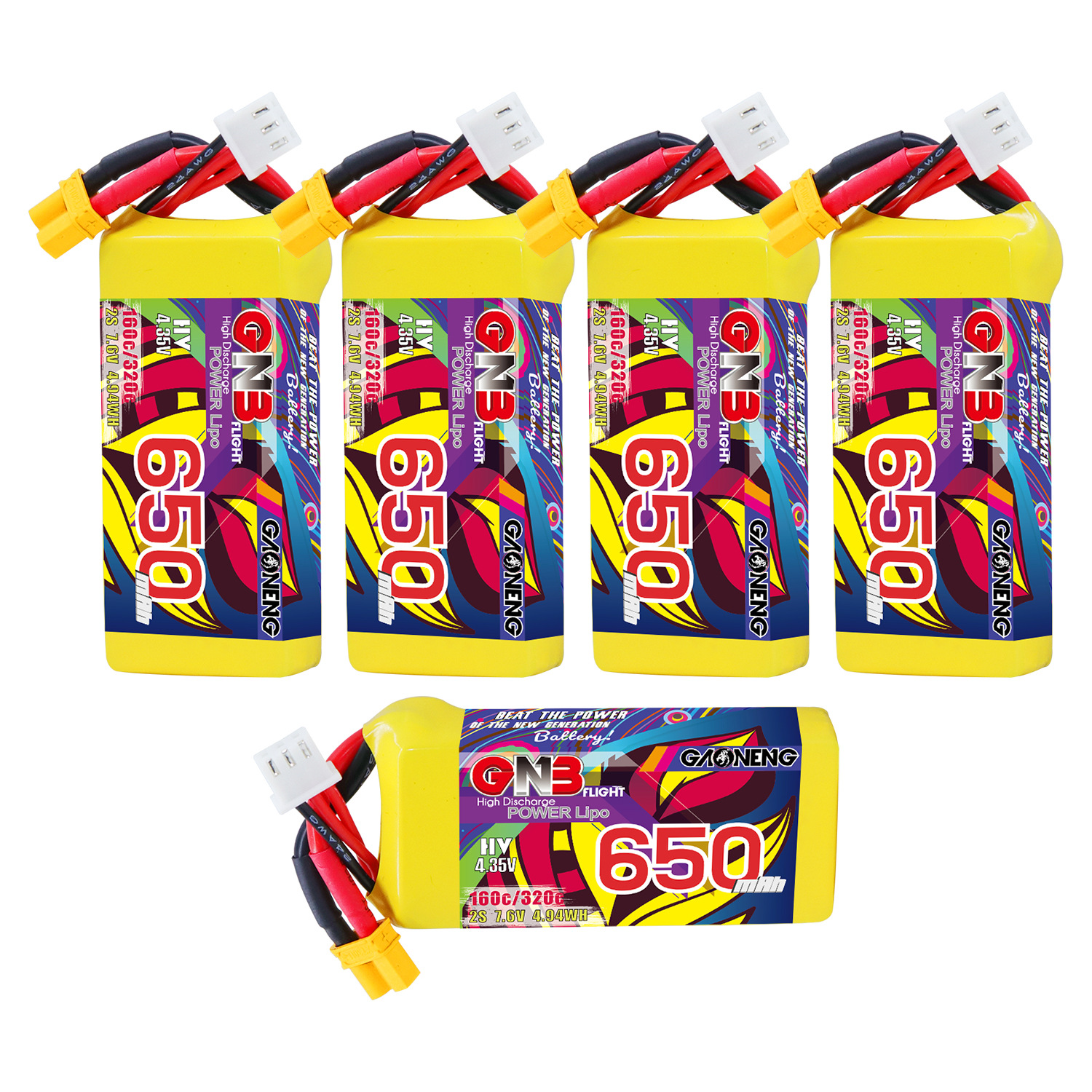 GAONENG GNB LiHV 2S 7.6V 650mAh 160C XT30 LiPo Battery