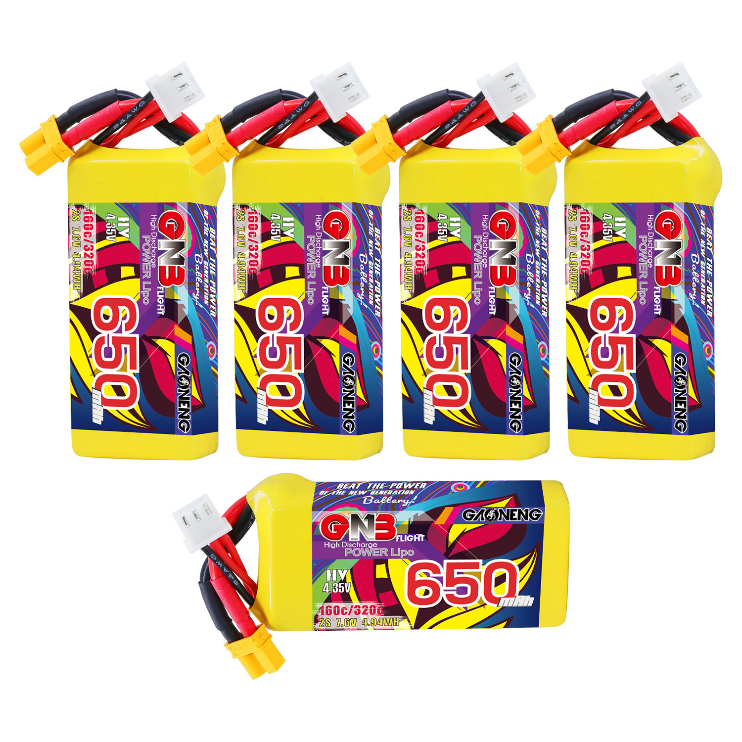 GAONENG GNB LiHV 2S 7.6V 650mAh 160C XT30 LiPo Battery