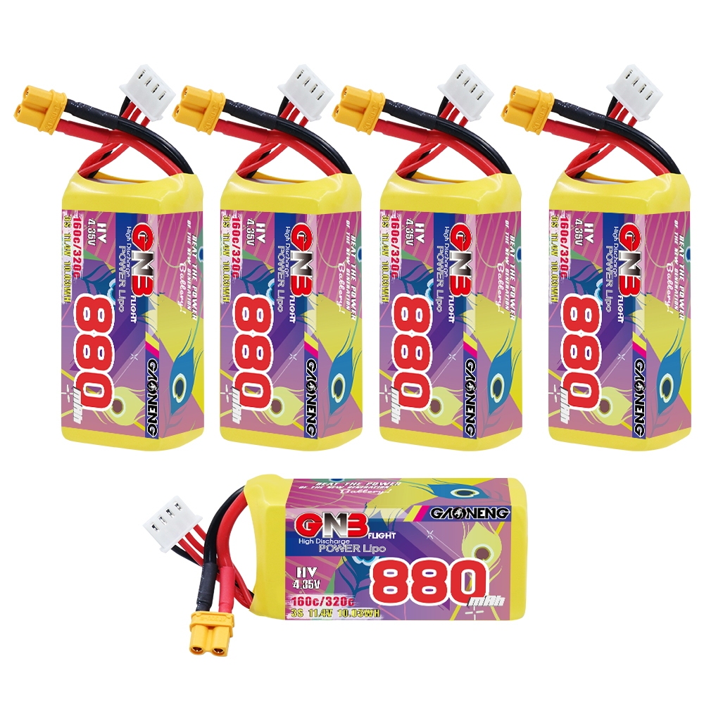 GAONENG GNB LiHV 3S 11.4V 880mAh 160C XT30 LiPo Battery